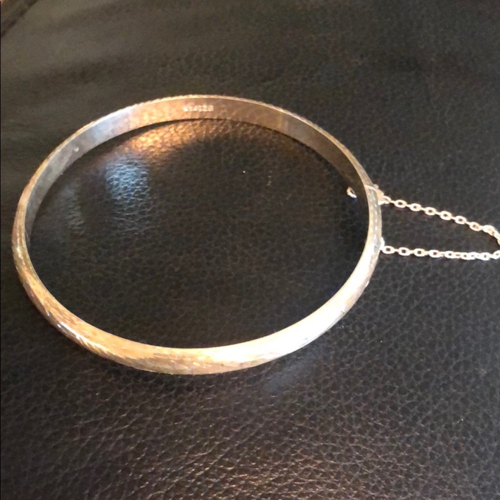 Engraved Silver Bangle Bracelet - image 3